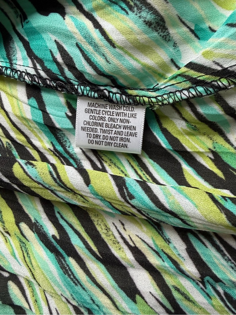 Style & Co Vintage Y2K Teal Green Abstract Ruffle V-Neck Pleated Blouse Size 14 - Picture 8 of 8